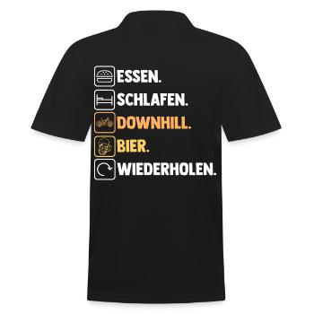 Mountainbike Bier Fahrrad Downhill - Männer Poloshirt - Schwarz - Hinten - Kai (181cm)