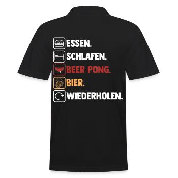 Party Bier Bierpong Beer Pong - Männer Poloshirt - Schwarz - Hinten - Kai (181cm)