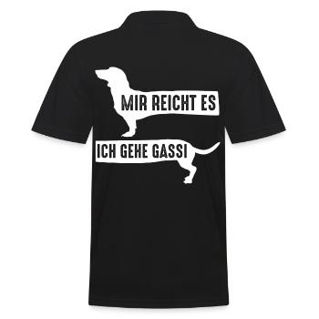Hund Gassi Dackel - Männer Poloshirt - Schwarz - Hinten - Kai (181cm)