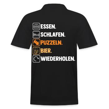 Bier Puzzlefan Puzzler Puzzleteile Puzzle - Männer Poloshirt - Schwarz - Hinten - Kai (181cm)