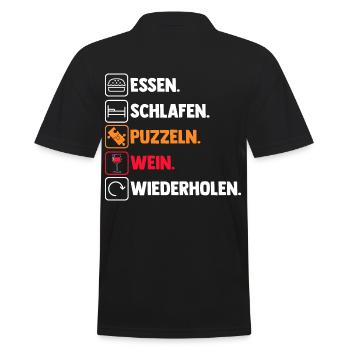 Wein Puzzlefan Puzzler Puzzleteile Puzzle - Männer Poloshirt - Schwarz - Hinten - Kai (181cm)