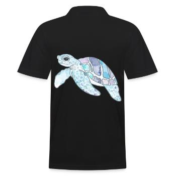 Douce Aquarelle Tortue Mer Vie aquatique - Polo Homme - noir - Dos - Kai (181cm)