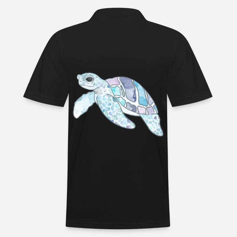 Simpatiche creature acquatiche del Mare delle Tartarughe Acquerello - Polo da uomo - nero