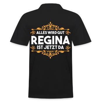 Vorname Regina - Männer Poloshirt - Schwarz - Hinten - Kai (181cm)