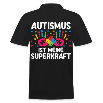 Autismus Autist Autisten - Männer Poloshirt - Schwarz - Hinten - Kai (181cm)