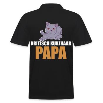 Britisch Kurzhaar Katze - Männer Poloshirt - Schwarz - Hinten - Kai (181cm)