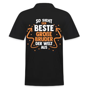 Geschwister Brüder Bruder - Männer Poloshirt - Schwarz - Hinten - Kai (181cm)