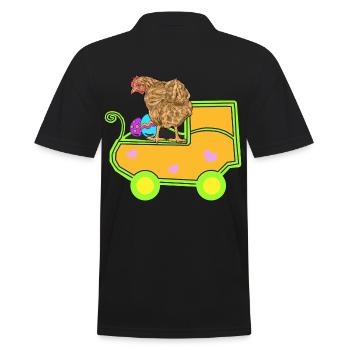 Chicken Eggs Pregnant Pregnancy Birth - Men's Polo Shirt - black - Back - Kai (181cm)