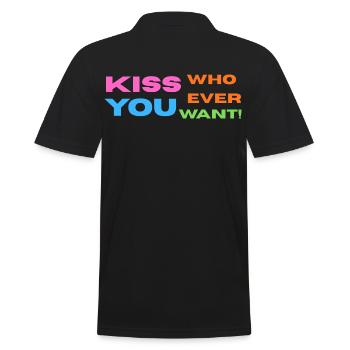 Pride / CSD / LGBTQ+ Design "Kiss" - Men's Polo Shirt - black - Back - Kai (181cm)
