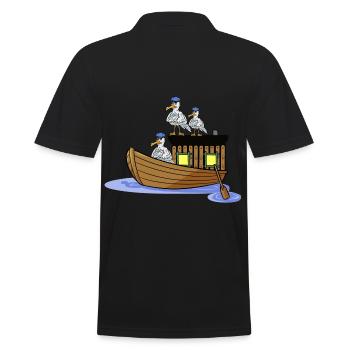 Bateau Navire Mouettes Marins Mer du Nord Mer Baltique Kiel - Polo Homme - noir - Dos - Kai (181cm)