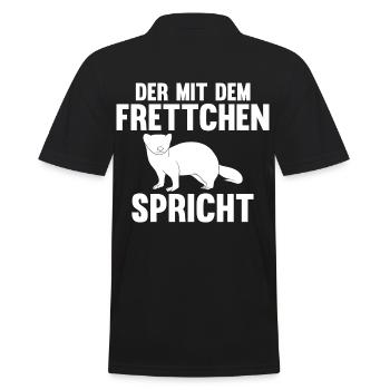 Der mit dem Frettchen spricht - Männer Poloshirt - Schwarz - Hinten - Kai (181cm)