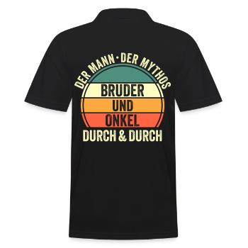 Bruder und Onkel - Männer Poloshirt - Schwarz - Hinten - Kai (181cm)