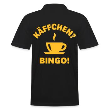 Käffchen Bingo (Baumann Klausen Clausen Kaffee V2) - Männer Poloshirt - Schwarz - Hinten - Kai (181cm)