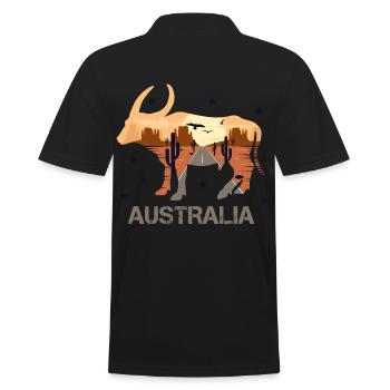 Australien - Männer Poloshirt - Schwarz - Hinten - Kai (181cm)