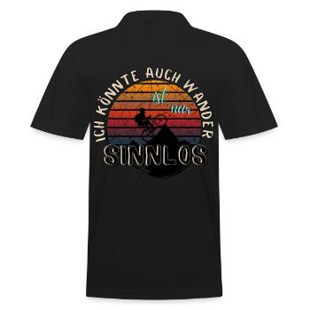 Biken Rad fahren Mountainbiken statt Wandern - Männer Poloshirt - Schwarz - Hinten - Kai (181cm)