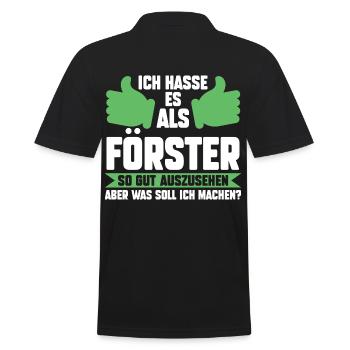 Waldarbeiter Holzfäller Waldarbeit Förster - Männer Poloshirt - Schwarz - Hinten - Kai (181cm)