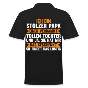 Vater Papi Tochter Papa - Männer Poloshirt - Schwarz - Hinten - Kai (181cm)