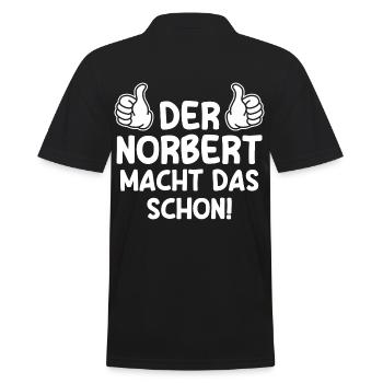 Norbert - Männer Poloshirt - Schwarz - Hinten - Kai (181cm)