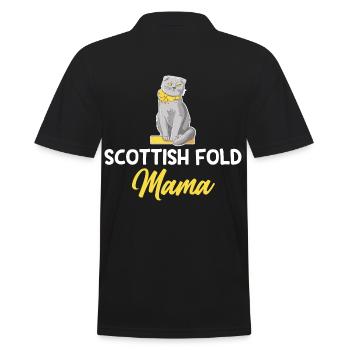 Scottish Fold Katze - Männer Poloshirt - Schwarz - Hinten - Kai (181cm)