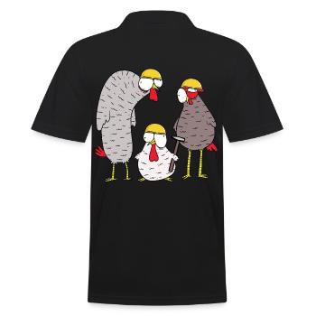 Baustelle Bauen Bauherr Einsatz Team Hammer - Männer Poloshirt - Schwarz - Hinten - Kai (181cm)