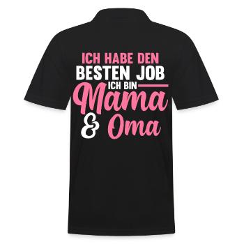 Großmutter Großmama Omi Oma - Männer Poloshirt - Schwarz - Hinten - Kai (181cm)