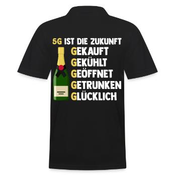 5G ist die Zukunft Sekt - Männer Poloshirt - Schwarz - Hinten - Kai (181cm)