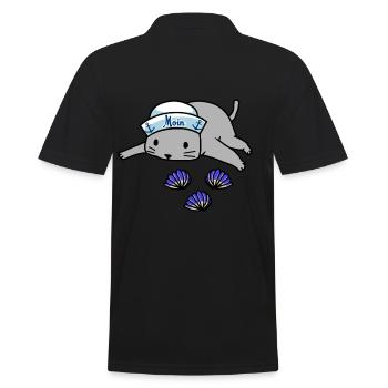 Maritim Matrose Katze Strand Muscheln Fantasy Moin - Männer Poloshirt - Schwarz - Hinten - Kai (181cm)