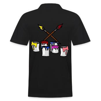 Brush Paint Painter Artist Workspace Job - Men's Polo Shirt - black - Back - Kai (181cm)