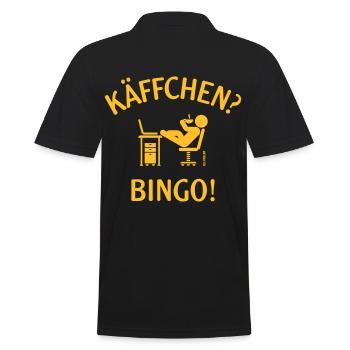Käffchen Bingo (Baumann Klausen Clausen Kaffee V3) - Männer Poloshirt - Schwarz - Hinten - Kai (181cm)