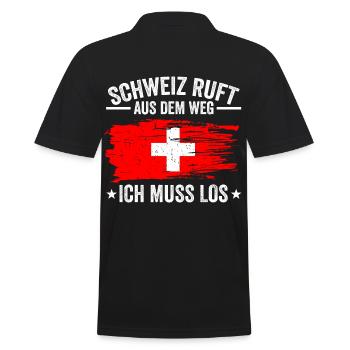 Schweizer Schweiz Geschenk - Männer Poloshirt - Schwarz - Hinten - Kai (181cm)