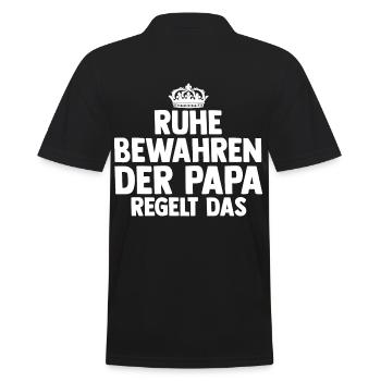 Vater Papi Papa - Männer Poloshirt - Schwarz - Hinten - Kai (181cm)