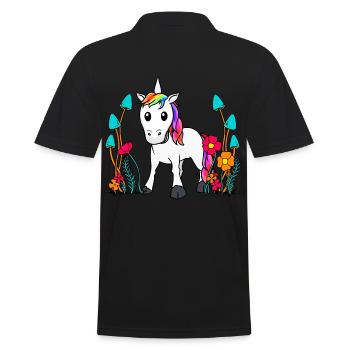 Unicorn Mythical Creatures Fairy Tale Character Fairy Tale Child Baby - Men's Polo Shirt - black - Back - Kai (181cm)