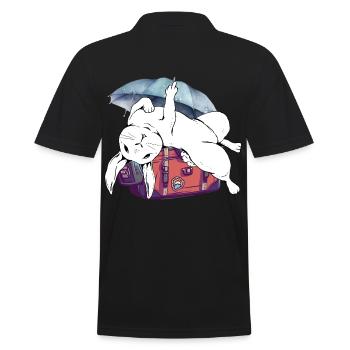 Lapin, valise, rongeur de vacances, lapins de voyage - Polo Homme - noir - Dos - Kai (181cm)