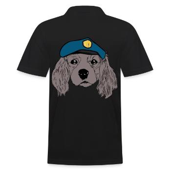 Dog Head Cop Policier Chiens Lumière Bleue Travail - Polo Homme - noir - Dos - Kai (181cm)