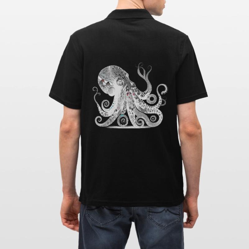 Cool octopus design with Aztec pattern Men's Polo Shirt