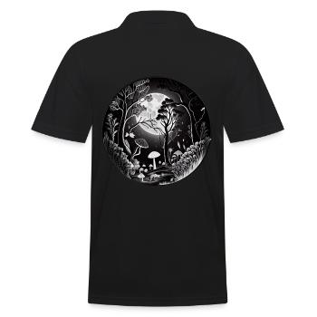 Forêt de conte de fées mystique avec des fleurs et des champignons - Polo Homme - noir - Dos - Kai (181cm)