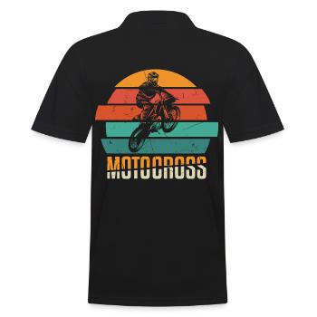 Motocross Stunt Vintage Distressed - Männer Poloshirt - Schwarz - Hinten - Kai (181cm)