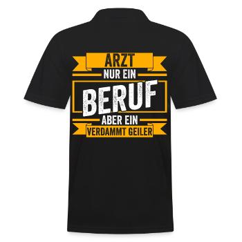 Mediziner Rettungssanitäter Notarzt Arzt - Männer Poloshirt - Schwarz - Hinten - Kai (181cm)