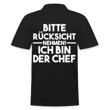 Arbeit Kollegen Büro Teamleiter Führungskraft Chef - Männer Poloshirt - Schwarz - Hinten - Kai (181cm)