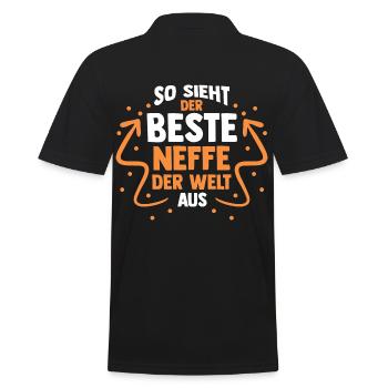 Onkel Tante Neffe - Männer Poloshirt - Schwarz - Hinten - Kai (181cm)
