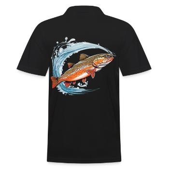 Conception passionnée de poisson pêcheur à la truite - Polo Homme - noir - Dos - Kai (181cm)