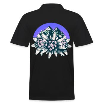 Alps, Allgäu, Tyrol, Edelweiss, Flower, Mountains, Mountain - Men's Polo Shirt - black - Back - Kai (181cm)