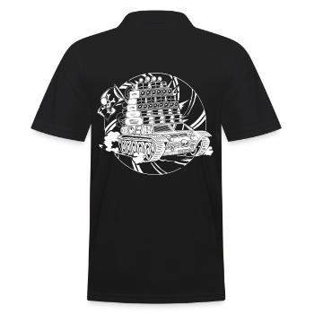 Tekno Nomads Pirate Sound System - Männer Poloshirt - Schwarz - Hinten - Kai (181cm)