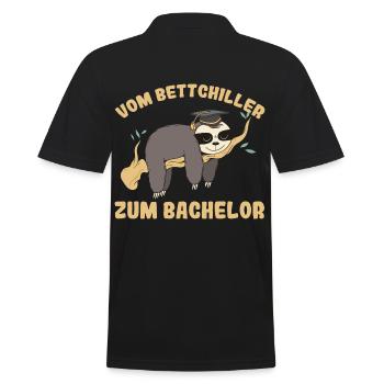 Bachelor Abschluss Uni Faultier Geschenk lustig - Männer Poloshirt - Schwarz - Hinten - Kai (181cm)