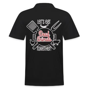 Eat Dead Animals Together BBQ Pun - Men's Polo Shirt - black - Back - Kai (181cm)
