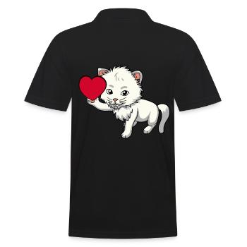 Coeur Chat Domestique Chat Animaux Enfants Animal Ami - Polo Homme - noir - Dos - Kai (181cm)