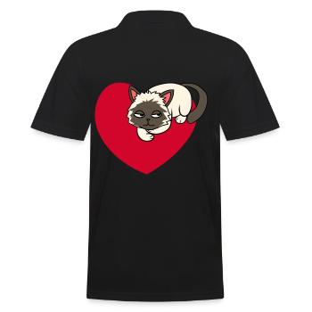 Coeur Chat Domestique Chat Animal De Compagnie Enfants Amoureux des animaux - Polo Homme - noir - Dos - Kai (181cm)