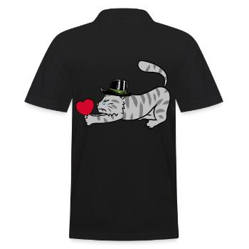 Herz Kater Liebeskummer Schmerz Valentin Liebe - Männer Poloshirt - Schwarz - Hinten - Kai (181cm)