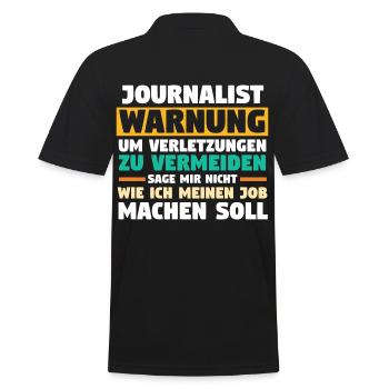 Reporter Journalistik Journalist - Männer Poloshirt - Schwarz - Hinten - Kai (181cm)