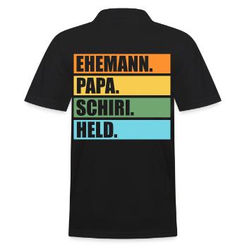 Schiri Unparteiischer Vater Papa Fußball Schiedsri - Männer Poloshirt - Schwarz - Hinten - Kai (181cm)